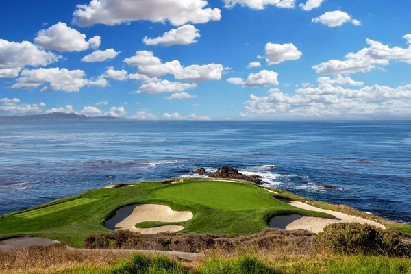 Pohled Golfové Hřiště Pebble Beach Hole Monterey Kalifornie Usa — Stock fotografie