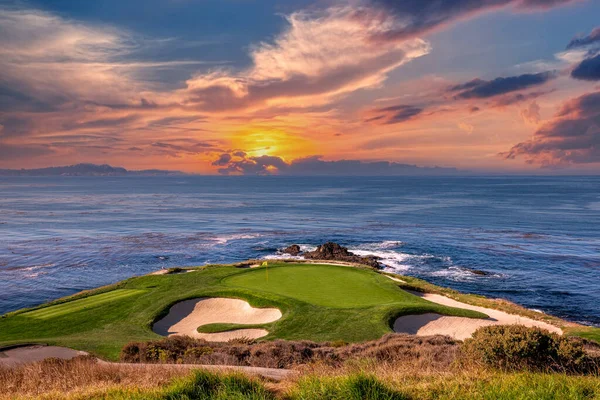 Une Vue Sur Parcours Golf Pebble Beach Trou Monterey Californie — Photo