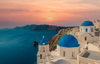 Santorini adasındaki imerovigli köyü, Ege denizi, Yunanistan