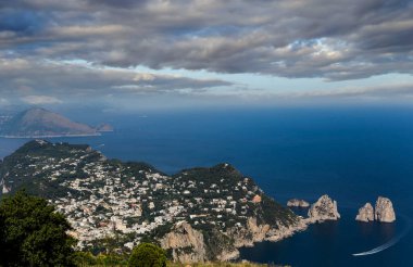 Monte Solaro 'dan Capri Adası panoraması, Anacapri, 10 Haziran 2015, Anacapri, Capri, İtalya