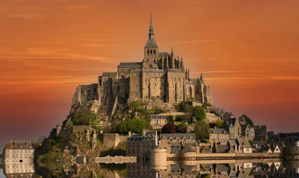Wolken Boven Mont Heilige Michel Abdij Normandy Frankrijk — Stockfoto