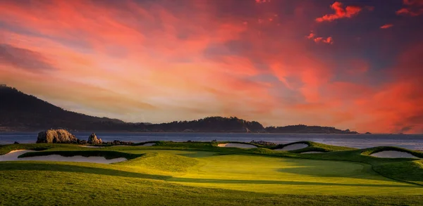 Widok Pole Golfowe Pebble Beach Hole Monterey Kalifornia Usa — Zdjęcie stockowe