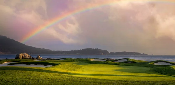 Uma Vista Campo Golfe Pebble Beach Hole Monterey Califórnia Eua — Fotografia de Stock