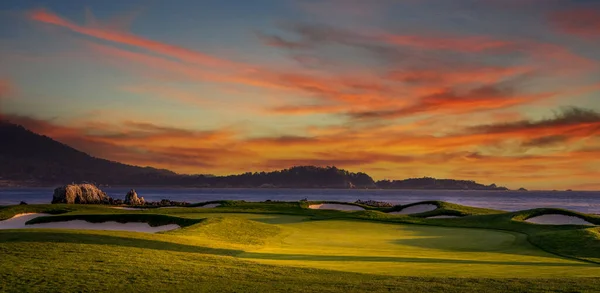 Une Vue Sur Parcours Golf Pebble Beach Trou Monterey Californie — Photo