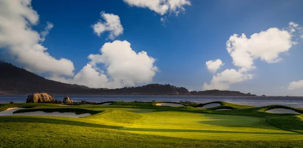 Widok Pole Golfowe Pebble Beach Hole Monterey Kalifornia Usa — Zdjęcie stockowe