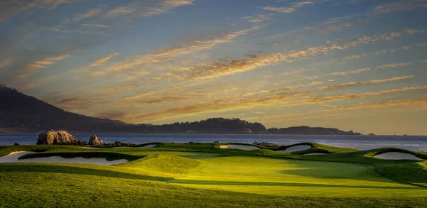 Widok Pole Golfowe Pebble Beach Hole Monterey Kalifornia Usa — Zdjęcie stockowe