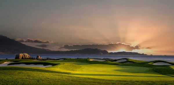 Widok Pole Golfowe Pebble Beach Hole Monterey Kalifornia Usa — Zdjęcie stockowe