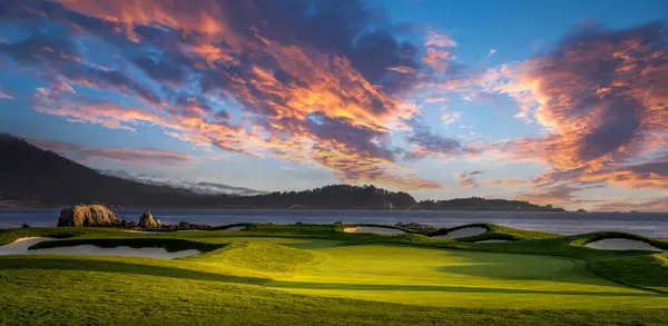 Une Vue Sur Parcours Golf Pebble Beach Trou Monterey Californie — Photo