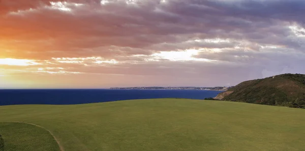 Golfplatz Pleneuf Val Andre Bretagne Frankreich Hintergrund Das Kanalmeer Und — Stockfoto