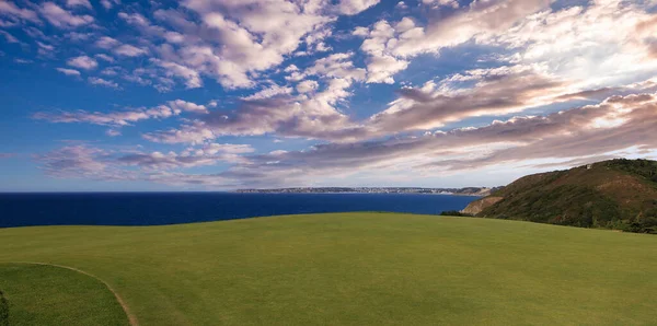 Golfplatz Pleneuf Val Andre Bretagne Frankreich Hintergrund Das Kanalmeer Und — Stockfoto