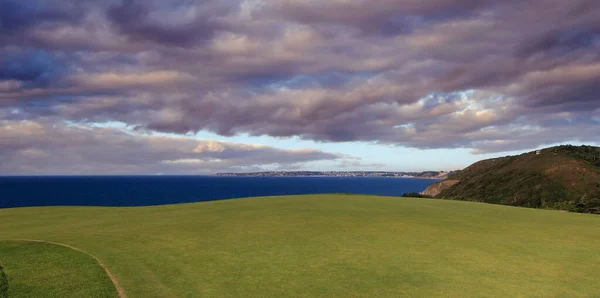 Golfplatz Pleneuf Val Andre Bretagne Frankreich Hintergrund Das Kanalmeer Und — Stockfoto
