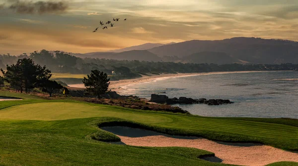 Une Vue Sur Parcours Golf Pebble Beach Trou Monterey Californie — Photo