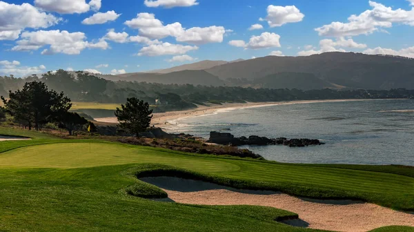 Pohled Golfové Hřiště Pebble Beach Hole Monterey Kalifornie Usa — Stock fotografie