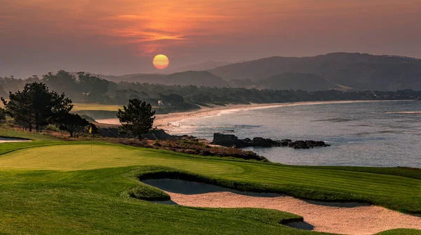 Une Vue Sur Parcours Golf Pebble Beach Trou Monterey Californie — Photo