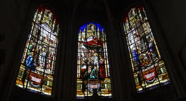 Compiegne Frankrijk Juli 2016 Glas Lood Details Van Kerk Van — Stockfoto