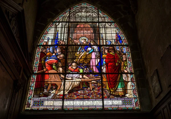 Compiegne França Julho 2016 Vitrais Detalhes Igreja Santo Jacques Julho — Fotografia de Stock