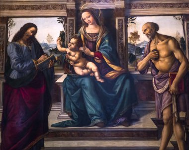 FLORENCE, ITALY, ECTOBER 27, 2015: Santo Spirito Kilisesi 'nin iç ve mimari detayları, Ekim 27, 2015, Floransa, İtalya