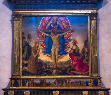 FLORENCE, ITALY, ECTOBER 27, 2015: Santo Spirito Kilisesi 'nin iç ve mimari detayları, Ekim 27, 2015, Floransa, İtalya