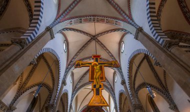 FLORENCE, ITALY, Ekim 26, 2015: Santa Maria Novella bazilikasının iç ve mimari detayları, Ekim 26, 2015, Floransa, İtalya