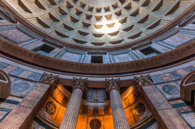 ROME, ITALY, 14 Haziran 2015: Pantheon 'un iç ve mimari detayları, 14 Haziran 2015, Roma, İtalya