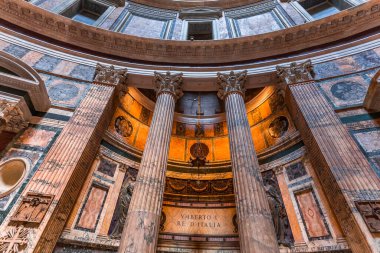 ROME, ITALY, 14 Haziran 2015: Pantheon 'un iç ve mimari detayları, 14 Haziran 2015, Roma, İtalya