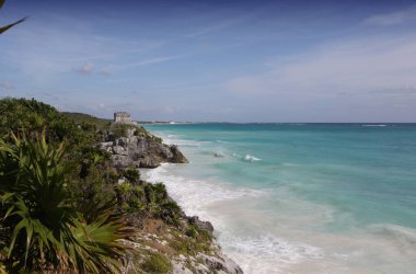 Tulum, Yucatan, Meksika 'daki sahil şeridi