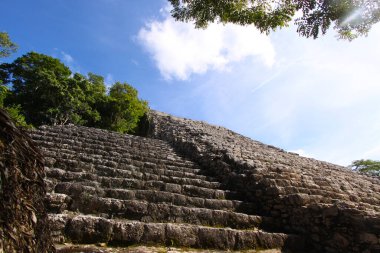 COBA, YUCATAN, MEXICO, 12 ARALIK 2011: Coba anıtındaki piramit tapınağı