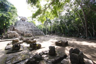 COBA, YUCATAN, MEXICO, 12 ARALIK 2011: Coba anıtındaki piramit tapınağı