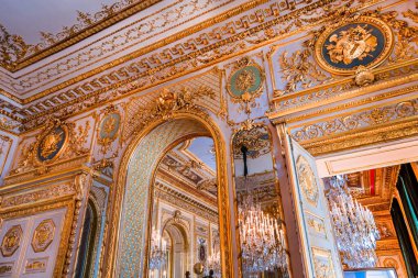 PARIS, FRANCE, 11 AĞUSTOS 2021: Concorde 'daki Hotel de la Marine' in iç mimari detayları.