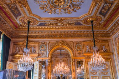 PARIS, FRANCE, 11 AĞUSTOS 2021: Concorde 'daki Hotel de la Marine' in iç mimari detayları.