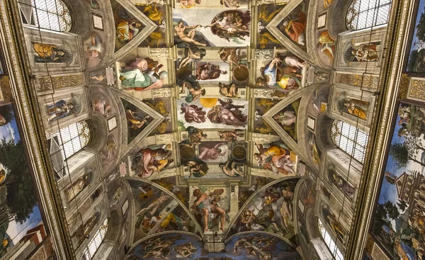 Innenräume und Details der sistine Kapelle, vatikanische Stadt — Stockfoto