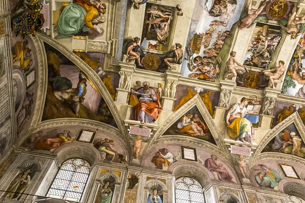 Belső terek és a részletek, a Sixtusi kápolna, Vatikáni Városállam — Stock Fotó