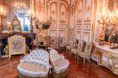 CHANTILLY, OISE, FRANCE SEPTEMBER 15, 2025 : Interiors architectural decors of Chateau de Chantilly