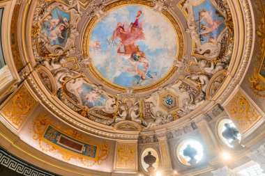 CHANTILLY, OISE, FRANCE SEPTEMBER 15, 2025 : great rotunda decors in Chateau de Chantilly by painter Paul Baudry, year 1885