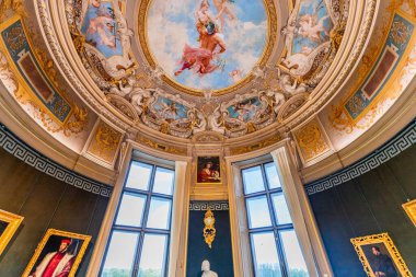 CHANTILLY, OISE, FRANCE SEPTEMBER 15, 2025 : great rotunda decors in Chateau de Chantilly by painter Paul Baudry, year 1885