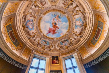 CHANTILLY, OISE, FRANCE SEPTEMBER 15, 2025 : great rotunda decors in Chateau de Chantilly by painter Paul Baudry, year 1885