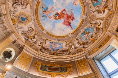 CHANTILLY, OISE, FRANCE SEPTEMBER 15, 2025 : great rotunda decors in Chateau de Chantilly by painter Paul Baudry, year 1885