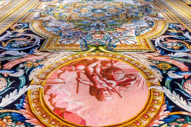 PARIS, FRANCE, FEBRUAY 04, 2026: Fransız kralı XIV. Louis için halı 17. yüzyılın sonunda Charles Le Brun tarafından, Paris 'teki Savonnerie Manufactory' da örülmüş, fakat hiç kullanılmamış..