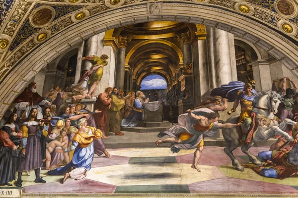 Wnętrza pokoi Raphael, Muzeum Watykańskie, Vatican — Zdjęcie stockowe