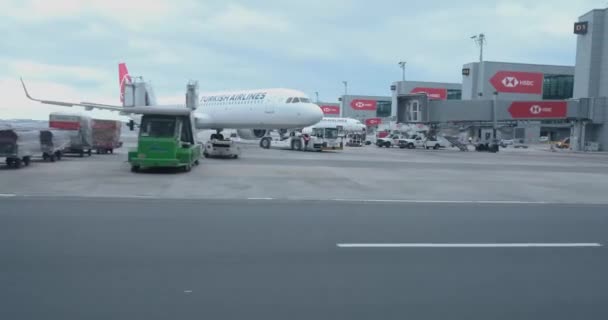 Arnavutkoy Istambul Turquia 2021 Vários Aviões Turkish Airlines Pista Aeródromos — Vídeo de Stock