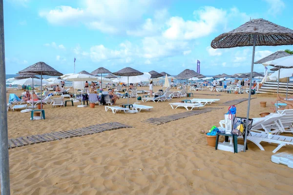 Sariyer Istambul Turquia 2021 Vista Panorâmica Praia Kilyos Com Algumas — Fotografia de Stock