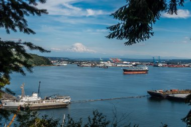 Bulutlu Rainier ve liman
