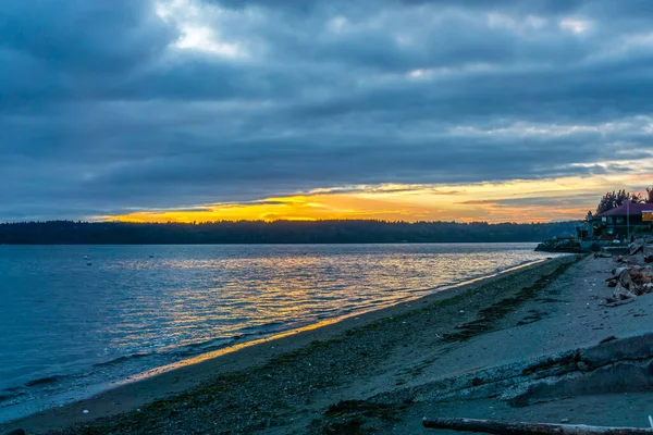 Cloudy Sunset Burien Washington — Stock Photo, Image
