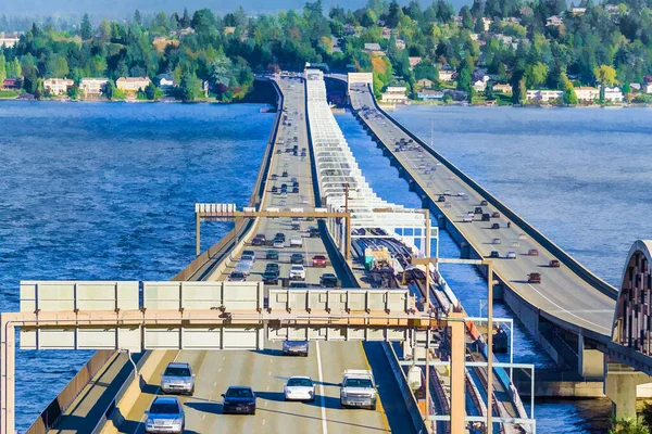 Een Zicht Interstate Ninety Drijvende Bruggen Uit Seattle — Stockfoto