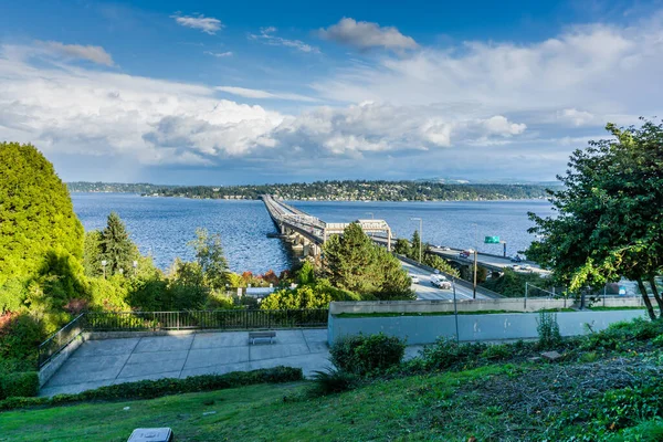 Una Vista Della Interstate Novanta Ponti Galleggianti Seattle — Foto Stock