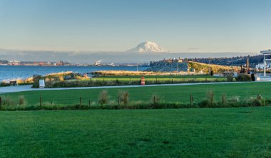 Ruston, Washington 'daki Dune Yarımadası Parkı' nda yürüyüş manzarası.