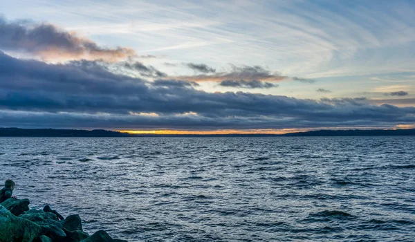 Awan Gelap Malam Atas Puget Sound Negara Bagian Washington — Stok Foto