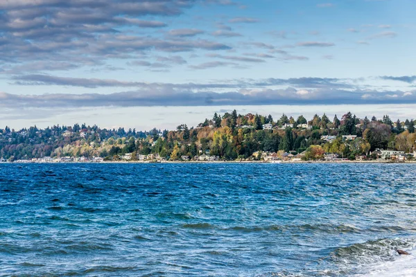 Una Vista Casa Frente Mar Oeste Seattle Washington Otoño — Foto de Stock