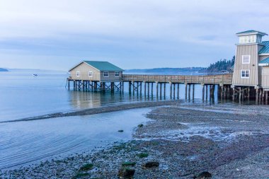 Akşamları Washington, Redondo Beach 'teki rıhtımın manzarası..