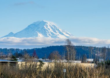 Auburn, Washington 'dan Rainier Dağı manzarası.